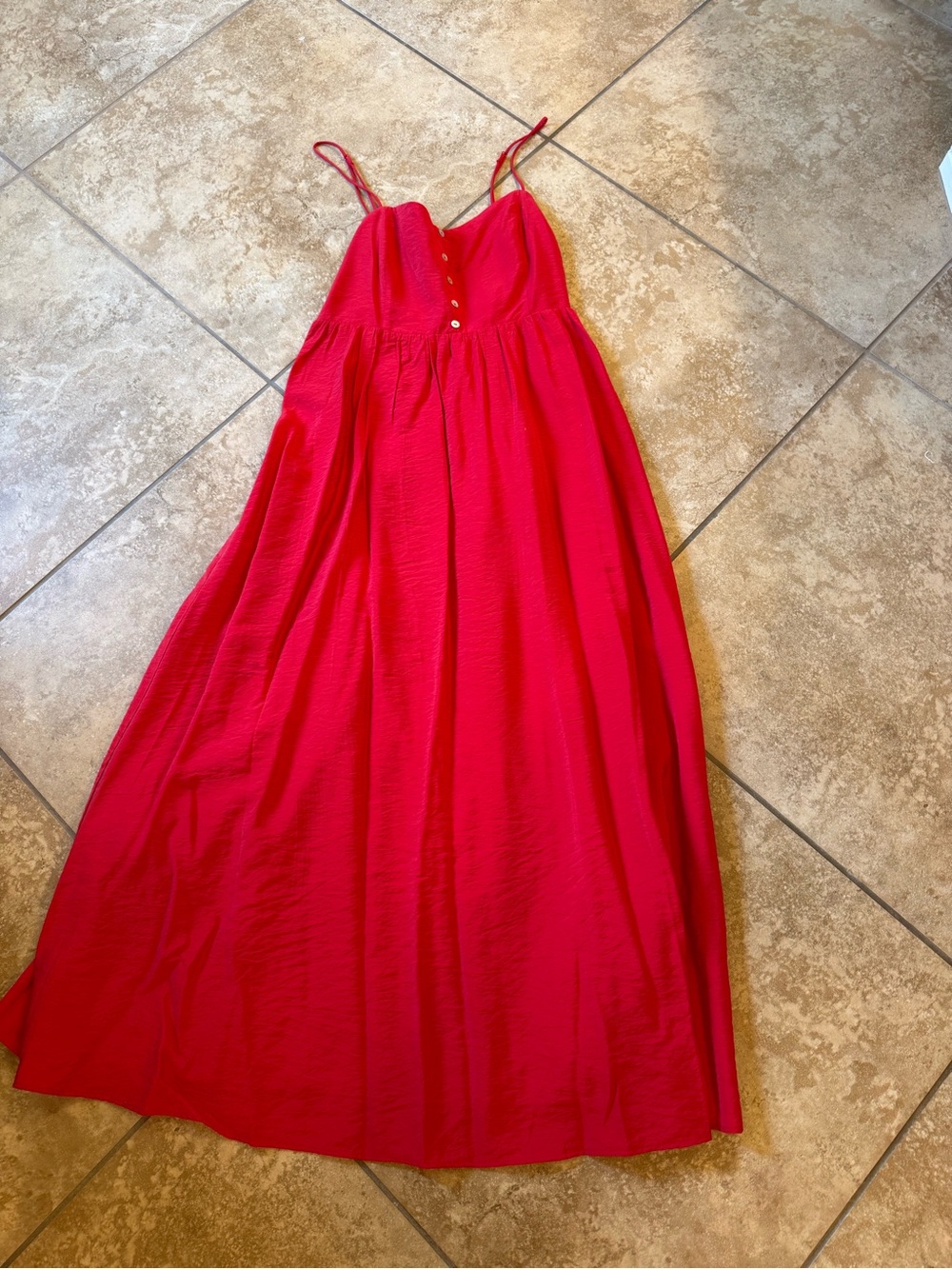 H&M Vibrant Red Spaghetti-Strap Maxi Dress